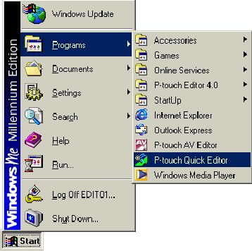 Windows XP Taskbar, / P-touch  View
