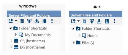 Documents folder. This section also displays any mapped drives on the specified server.