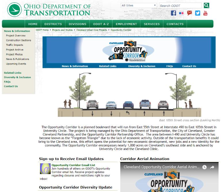 Public Information Plan (PIP) Opportunity Corridor Website : opportunitycorridor.transportation.ohio.