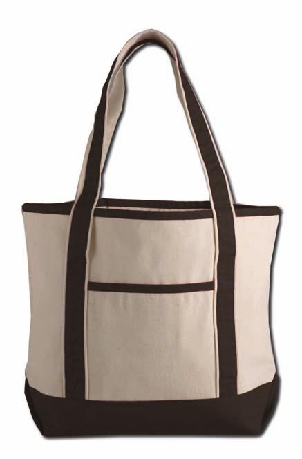 Cotton Boat Tote - CEF 7200 Quantity 250 500 1000 2500 Unit Cost $5.99 $5.79 $5.59 $5.39 Spacious cotton bag with your choice of contrasting color straps, trim, and bottom!