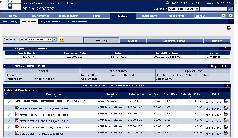 - 20-7. The New Summary Requisition page displays your Purchase Orders in a different (more organized) format.