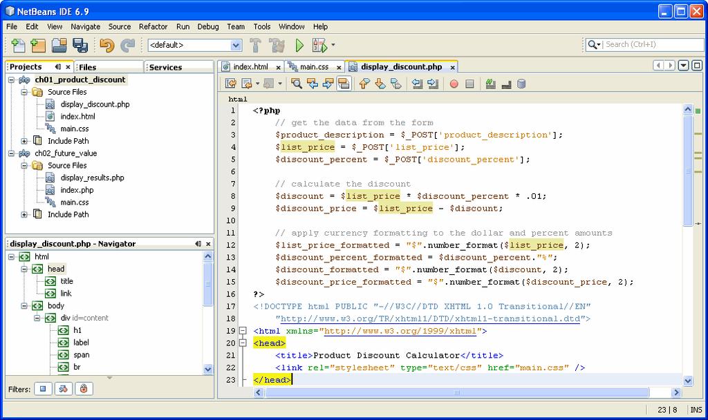 Slide 44 NetBeans with three