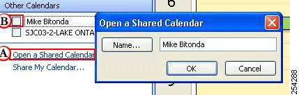 Productivity Toolbars and Menus Figure 6-9 Open a Shared Proxy Calendar Step 3 Schedule a meeting in the usual way and click Add Cisco WebEx Meeting in the Outlook toolbar.