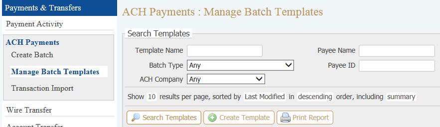 ACH Payments Entitled users can create ACH batches by manually keying in values through the user interface or by uploading a batch file via the transaction import service.