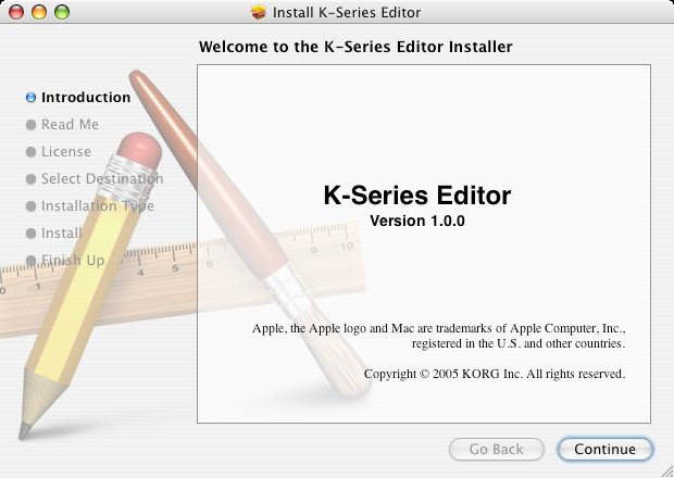 K-Series Install Guide Page 5 Installing the K-Series Editor software Windows XP users 1. On the CD-ROM, open the "K-Series Editor" folder, and double-click "Setup_E.exe" to start up the installer. 2.