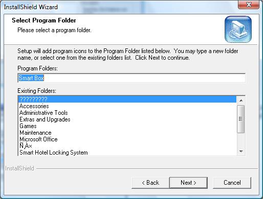 This window will ask you to select a program folder; we can