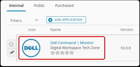 Click Publish. 8. Confirm the Application Appears in the List View In the Internal Applications List View, confirm that the Dell Command Monitor application is displayed.
