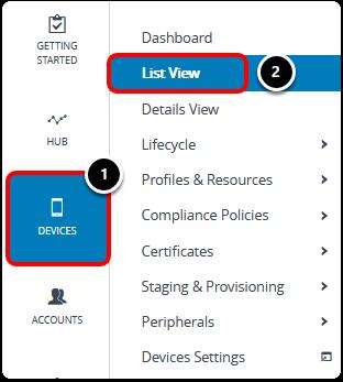 1. Select Devices. 2. Select List View. 1.2. Select Managed Device Click the friendly name of one of your Dell managed devices. 2. Validate App and Profile Applied Confirm that the applications and profiles installed successfully.