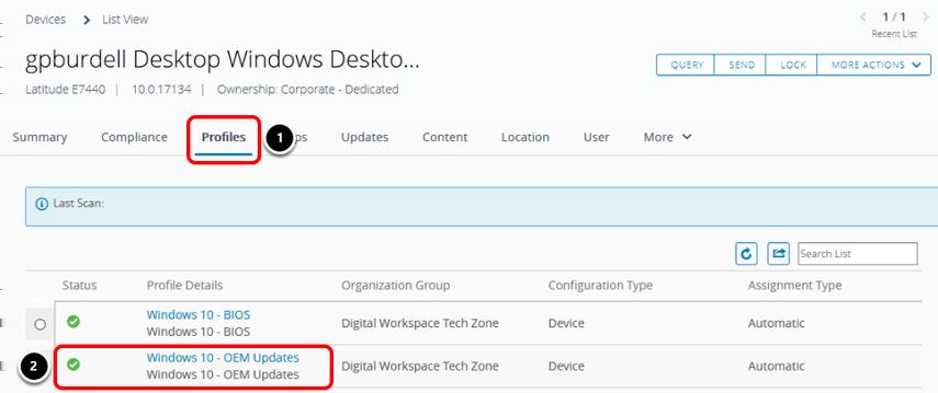 2. Validate that the Dell Command Update software has successfully installed on the device before continuing on to the next steps. 2.3. Validate the Windows 10 - OEM Updates Profile Installed 1.