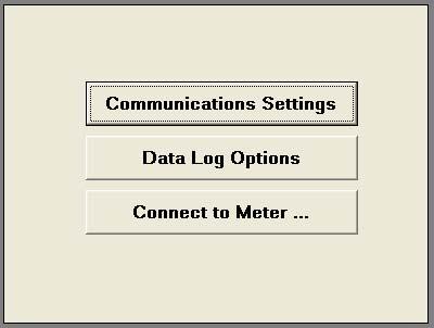 3 CYBERCOMM PRO MAIN MENU Figure 5: CyberComm Main Menu See Figure 5. Select Communications Settings and set the appropriate requirements before connecting the meter. 3.