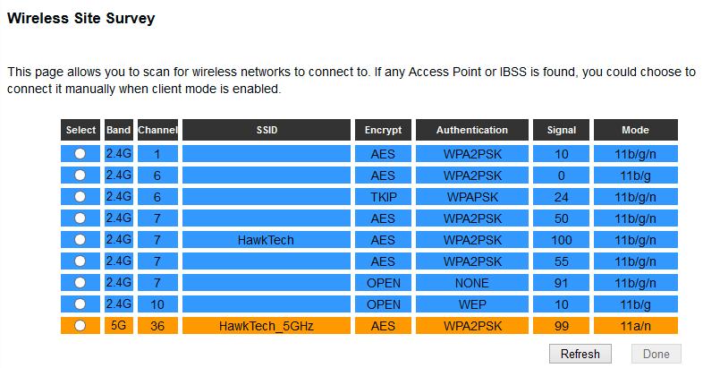 Select your network and click Done. The SSID field should be filled in with the network name you selected.