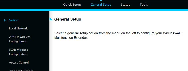 3-2 General Setup In this chapter, you ll know how to change the major settings of the HW7ACW. Log onto the device and click on General Setup.