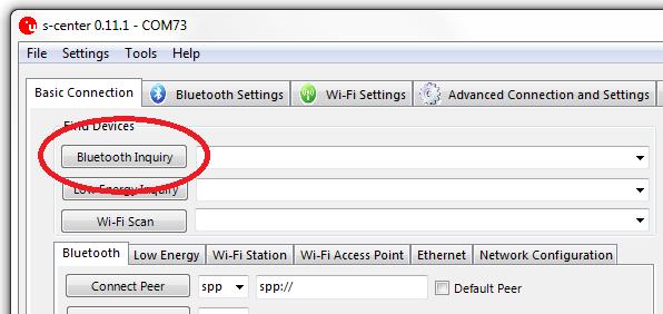 2.3.4 Basic Bluetooth operation Finding other units Clicking the Bluetooth Inquiry initiates a search
