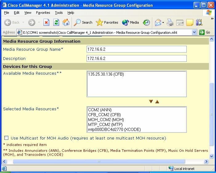 4.9 Media Resource Group The media resource group specifies a grouping of media resources (i.e. conference bridge, transcoder, etc).