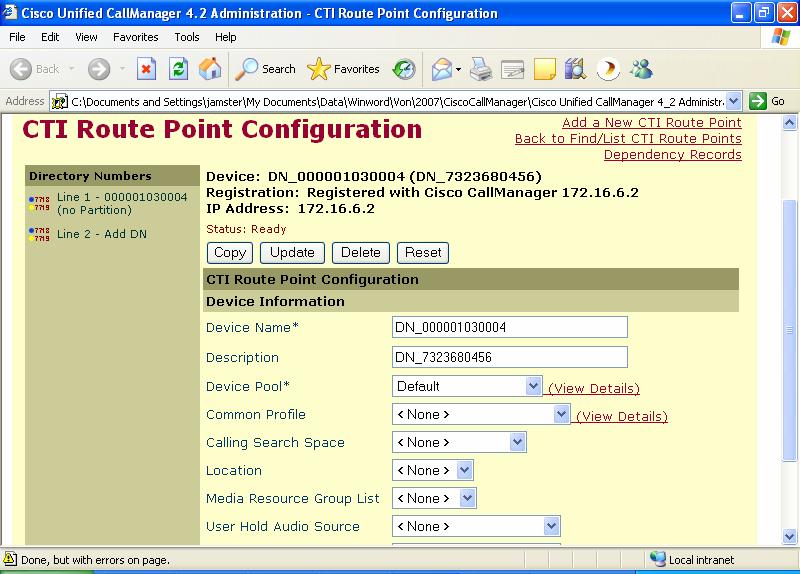 5.2.1 CTI Route Points A computer telephony integration (CTI) route point designates a virtual device that can receive multiple, simultaneous calls for application-controlled redirection.