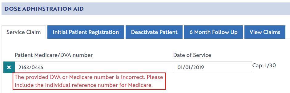 APPENDIX: PROGRAM CLAIMING GUIDES DOSE ADMINISTRATION AIDS 5) To add more than one DAA Service, click on the Add button.