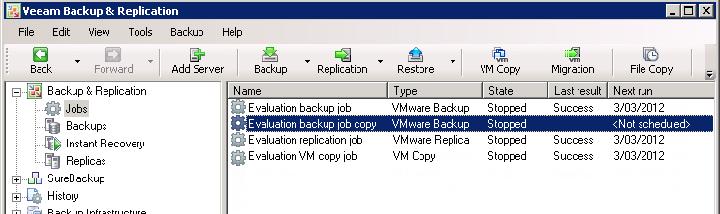 Validation Open the Veeam Backup server and make sure that the cloned job is