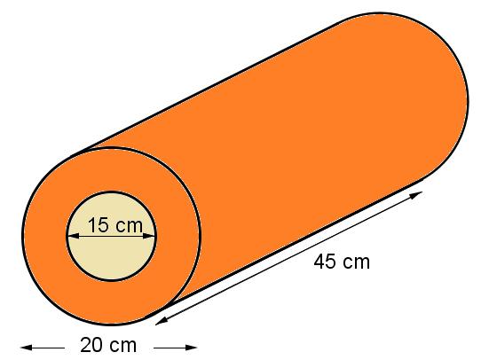 Calculate the volume of the annulus. S It is made out of a plastic that has a density of 9.2 g/cm 3.