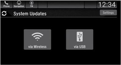 Select an access point from the network list, then Connect. Wireless Updating 1. From the Home screen, select System Updates.