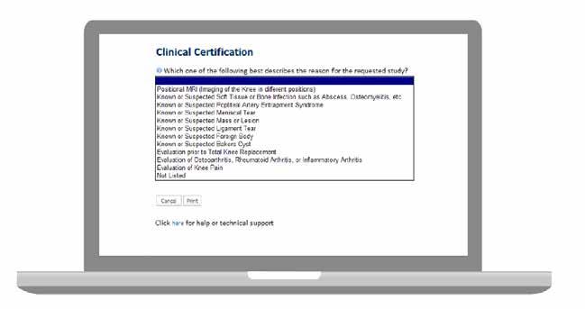 Clinical Certification Select a reason