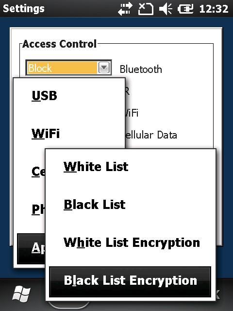 exe files) which are un-approved for access to encrypted data. A Black List refers to System Executable Files (files which are included in the device by default, i.e. they re stored in the ROM).