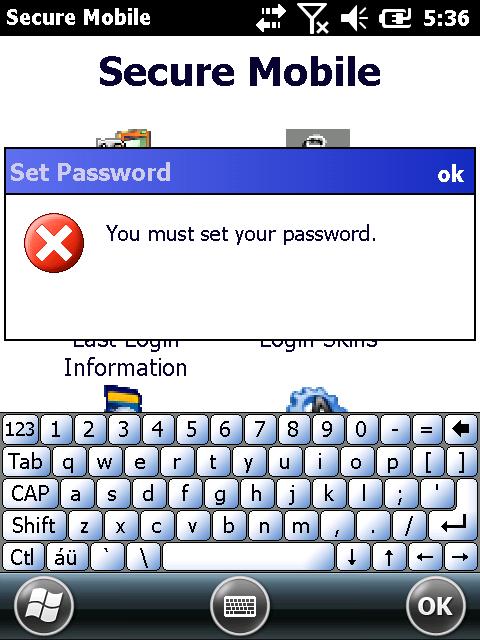 8 Setup the Manager Password Select OK and setup the manager password.