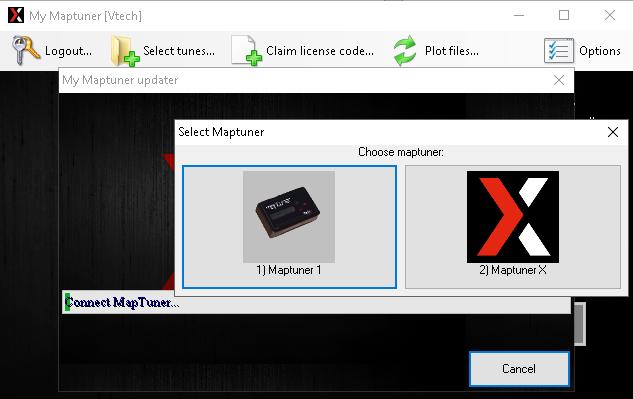 Step 9 You will now need to choose your device, select Maptuner X. Your screen should look like this: Step 10 Now you will be able to select tunes from our tuning library.