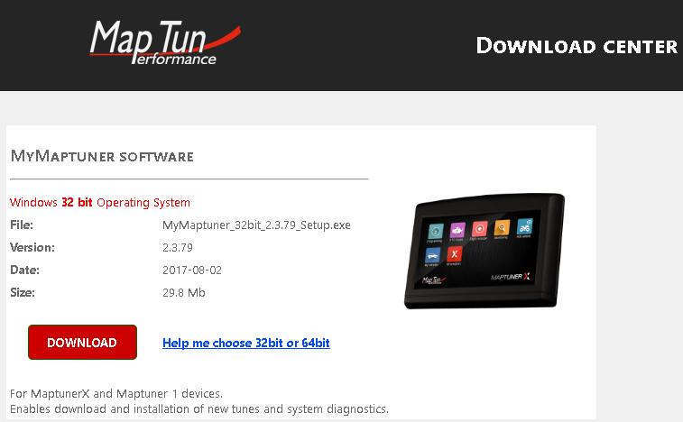 Step 1 Download and install latest MyMaptuner PC Program.