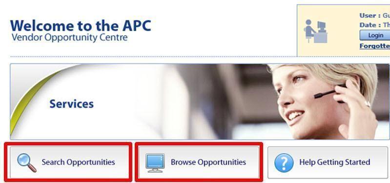 Step 2 Searching or Browsing Opportunities The APC website allows