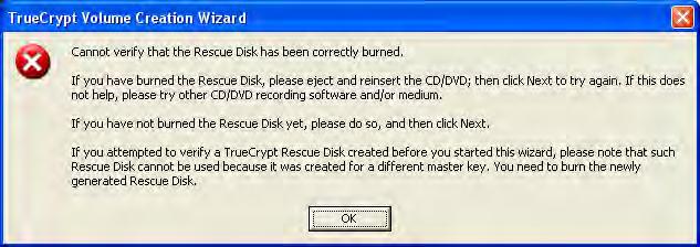 Finish burning the two disks and return to the TrueCrypt Rescue Disk Recording window. Click Next.