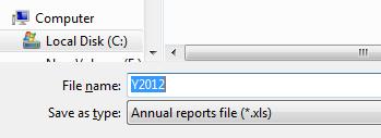 CHAPTER 7 CREATION FUNCTION (3) The [Specify a annual reports file] dialog is displayed. Specify the storage destination and the file name, and click on the [Save] button.