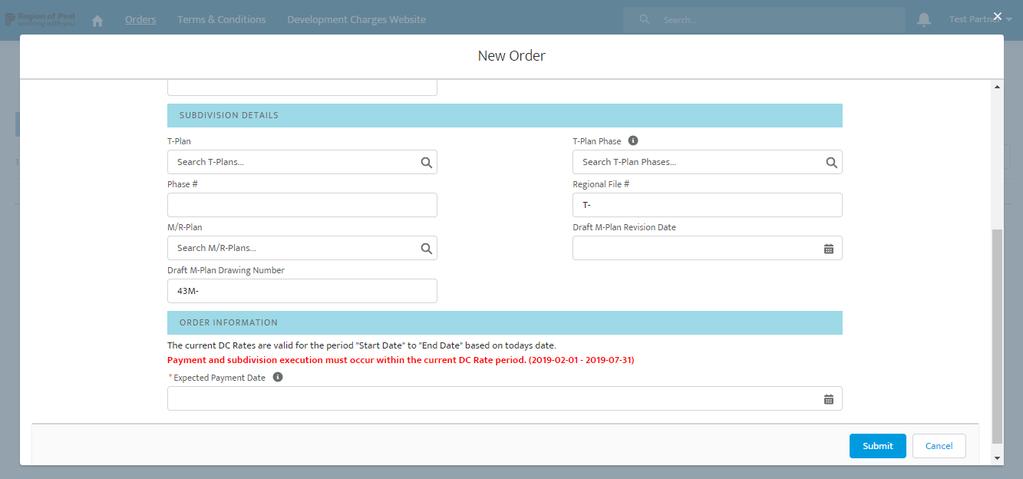 Creating A New Order: Step 1 Steps Navigate to the Orders tab Click the New Order button Enter all sub-division details, enter Expected Payment Date and save the order by clicking the