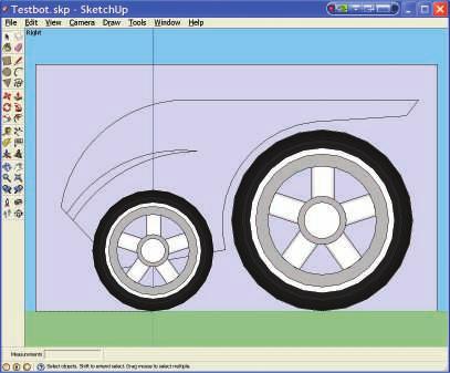 This will protect your wheels, tires, and axles by preventing any future creations from cutting into or sticking to them. Select all the parts in your model, right click, and select Make Group.