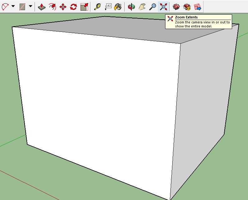 Creating your first 3D model in SketchUp In the Getting Started toolbar, click the Zoom Extents button ( ).