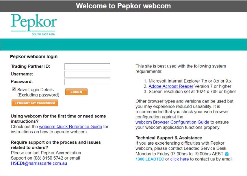 1 Introduction Pepkor webcom is a web-based application and therefore an internet connection is required.