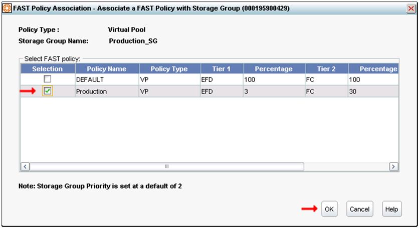 Select Associate FAST Policy Right-click on Production_SG and navigate the context menu through FAST, then Fast Policy Management. Click Associate FAST Policy.