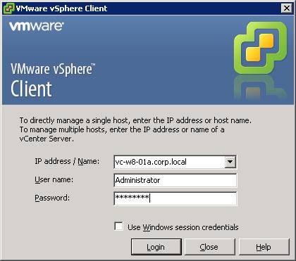 Add New Storage to Host Using the VMware vcenter Add Storage wizard Log into VMware vcenter using the vsphere Client icon on the