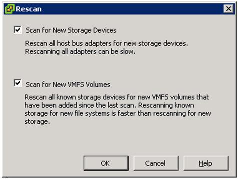 Adapters -> Rescan all Click OK to rescan for both New Storage Devices and New