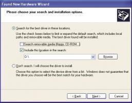 3. The choose your search and installation options dialog box will appear. Click on Search for the best driver in these locations, uncheck Search removable media (floppy, CD-ROM.