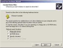 3. The install hardware device drivers dialog box will appear. Select Search for a suitable driver for your device (Recommended).