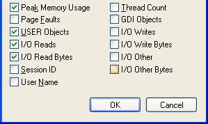 Task manager Click on the "View" menu and choose "Select
