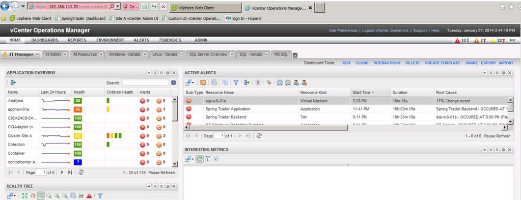 Observe CPU Alerts in vcenter Operations Select the IT Manager tab on the vcenter Operations Manager screen.