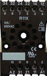 Accessories time delay relays Plug in socket 34 32 24 22 14 12 9 8 7 5 3 4 R11X 10A/ 400VAC 38 25 ø2,5 26 Plug in