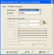 4. Set the WL-330g encryption settings. Click the Advanced tab to adjust the WL-330g network settings.