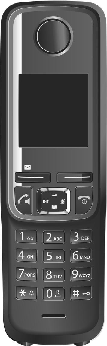Gigaset A420/A420A The handset at a glance 1 Charge status of the batteries 2 Answering machine icon (A420A only) 3 Signal strength 4 Display keys 5 End call key and On/Off key 6 Talk key/handsfree