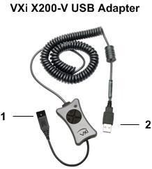6. Install the VXi UC ProSet Headset Attach the VXi headset to the quick disconnect end of the VXi X200-V USB Adapter.