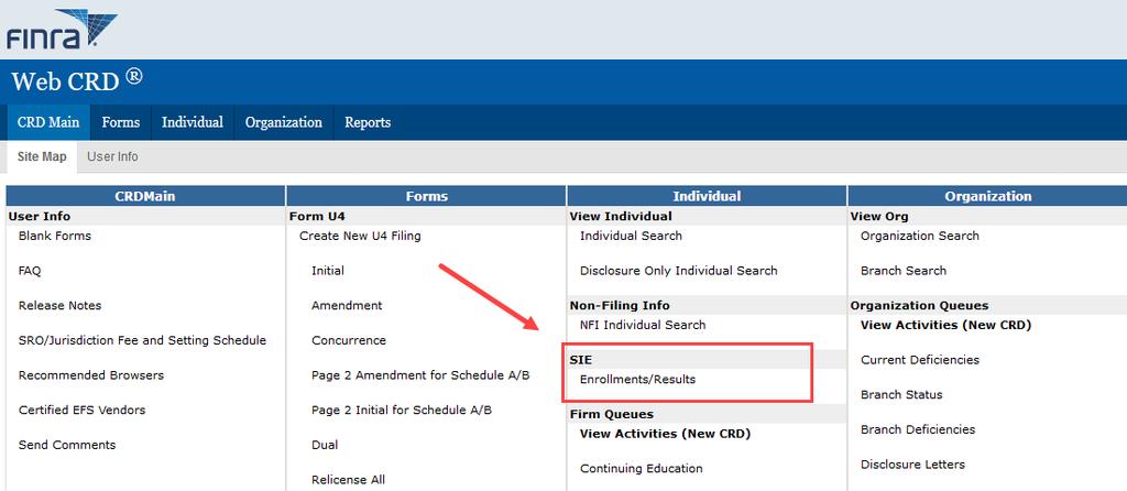 Non-U4 SIE Enrollment Web CRD has an option for firms to enroll non-registered