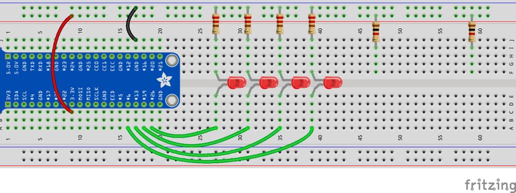 STEP #3 Now that positive rail P2 has 3.3-volts. You need to make that available to the switches using some 1K-ohm resistors.