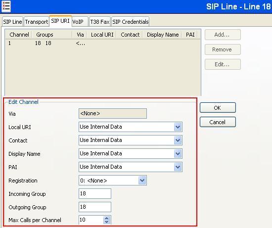 For the compliance test, a single SIP URI entry was created that matched any number assigned to an Avaya IP Office user. The entry was created with the parameters shown below.