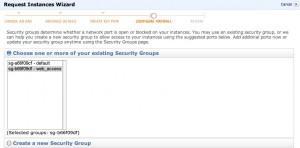 9) In Configure Firewall select Choose one or more of your existing Security Groups.
